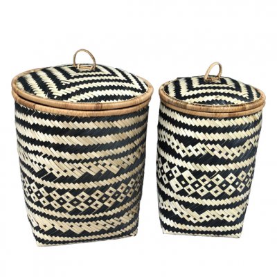 SET X2 CANASTOS BAMBU NEGRO 49/45H