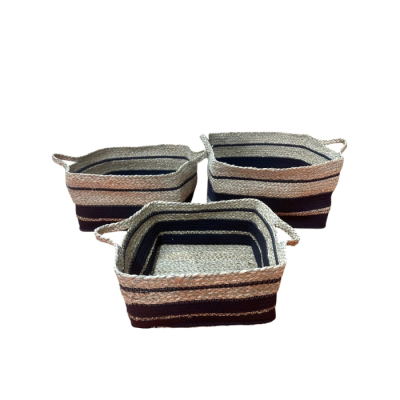 SET X 3 CANASTOS SEAGRASS Y ALGODÓN 15X21X25