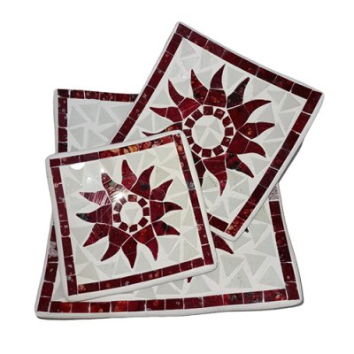 Set x3 platos Mosaico Cuadrado 20/15/12- 10