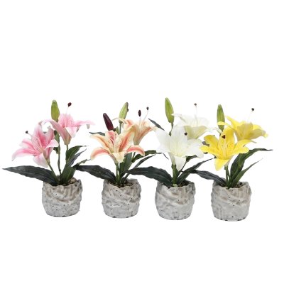 PLANTA CON FLOR Y MACETA  27CM