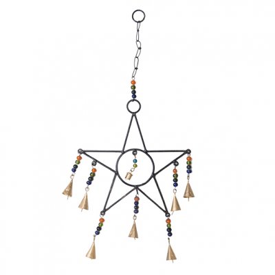 Colgante metal estrella y campanitas
